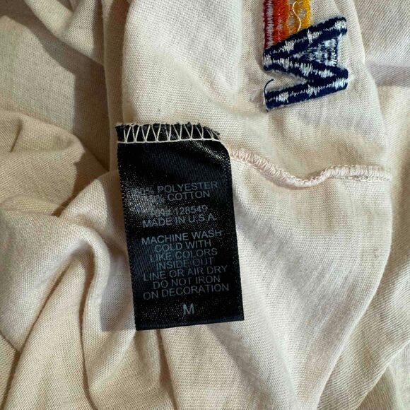 Aviator Nation Cream Short Sleeve T Shirt With Heart Patch Medium Soft Flawed - Picture 11 of 15